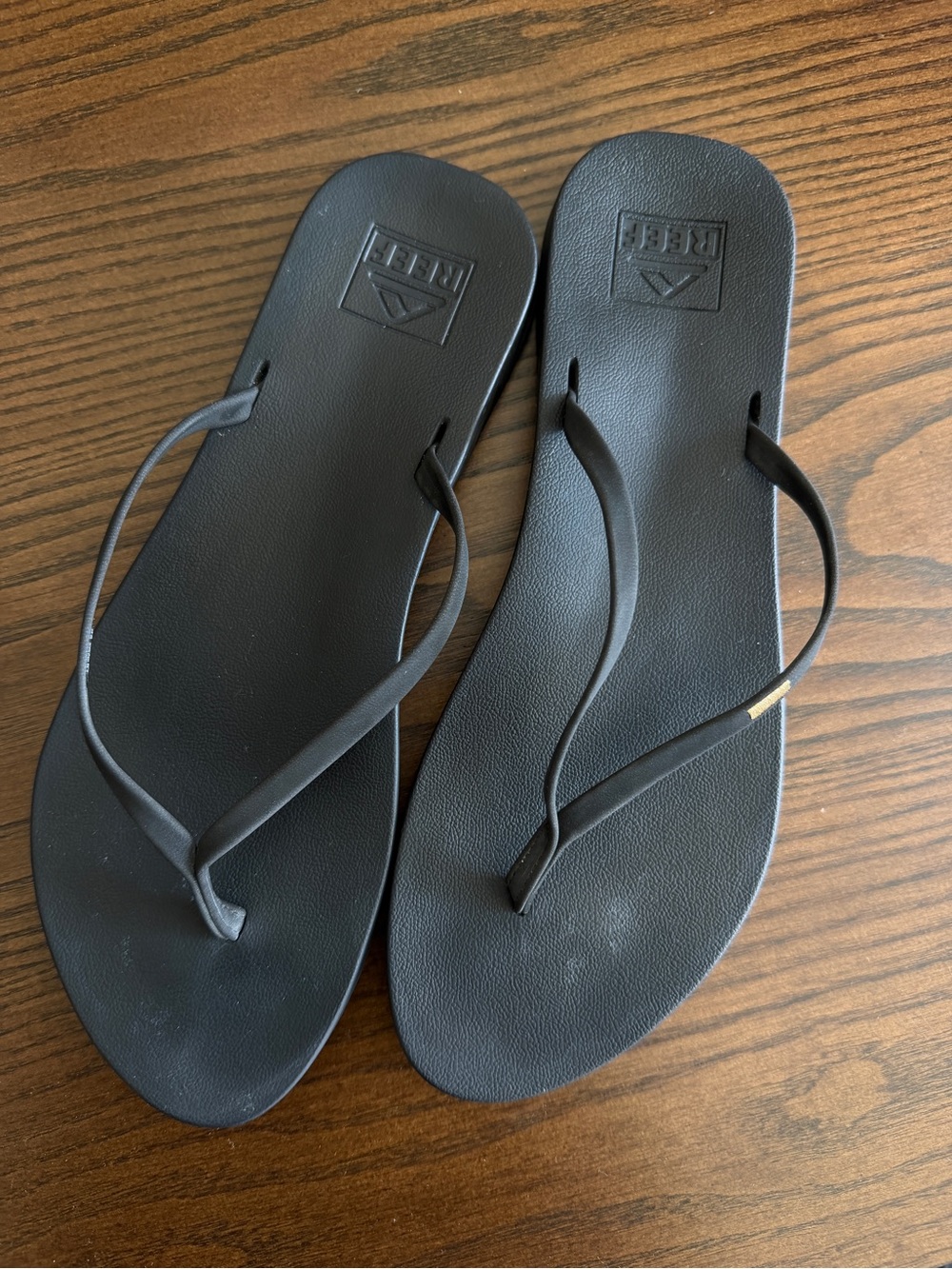 Reef Black Cushion Slim Flip Flops